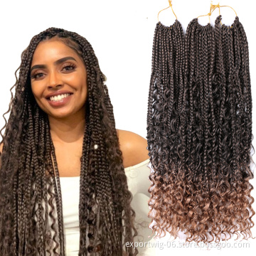 Wholesale wavy river curly box locs braids synthetic faux locs goddess crochet hair extensions braiding hair